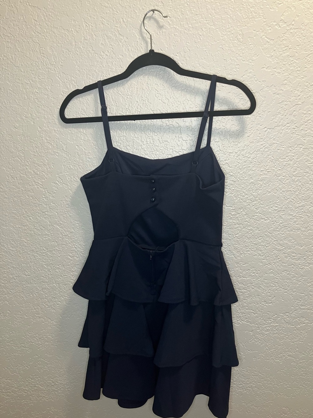 Short Navy Ruffle Dress - Picture 2 of 9